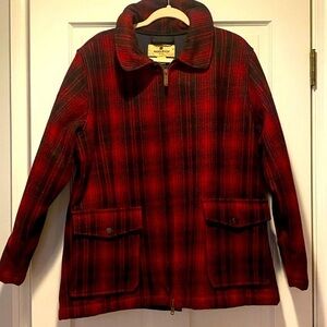 Woolrich Women's Red and Black Plaid Utility Jacket